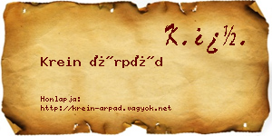 Krein Árpád névjegykártya